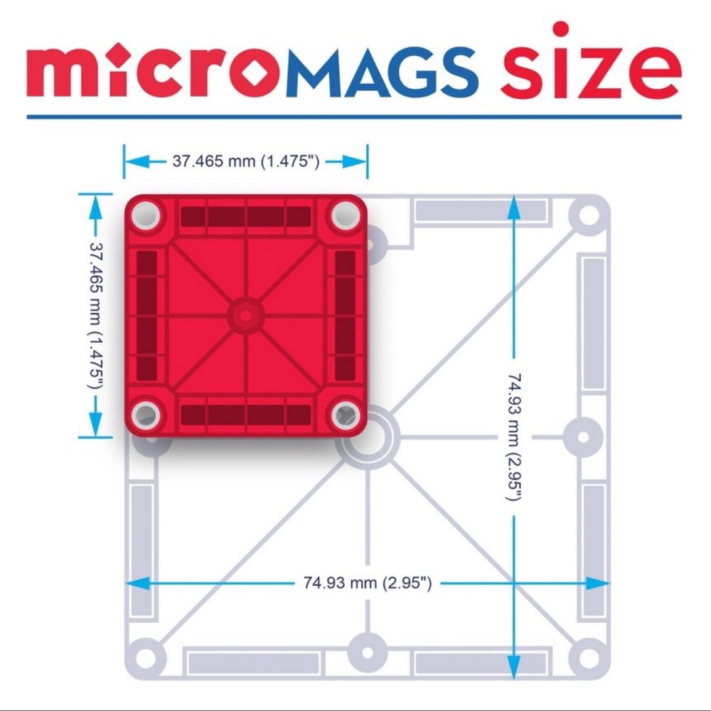 Magna-Tiles microMags Travel set, 26 piece set in a travel storage tin - Picture 5 of 8